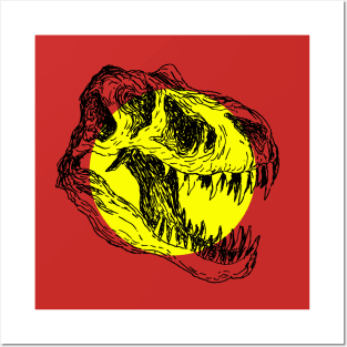 T-rex skull artwork Posters and Art